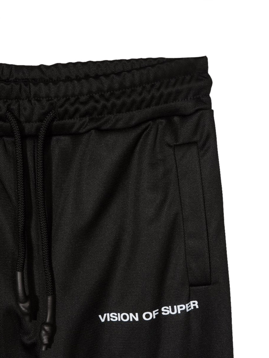 Vision Of Super Red Embroidered Flames Trousers — Black, view 3