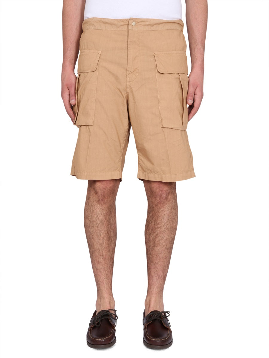 Aspesi Cotton Button Closure Bermuda Shorts — Yellow by Aspesi