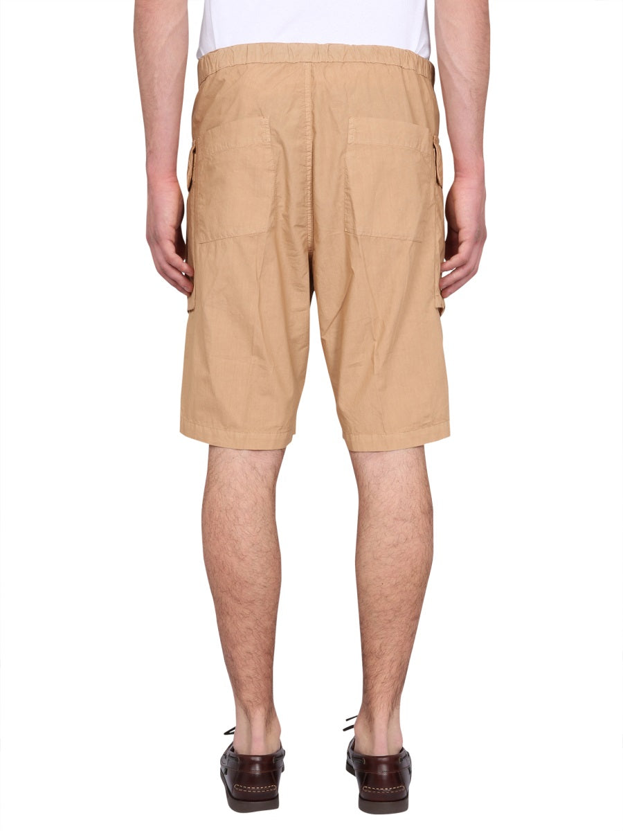 Aspesi Cotton Button Closure Bermuda Shorts — Yellow, view 3