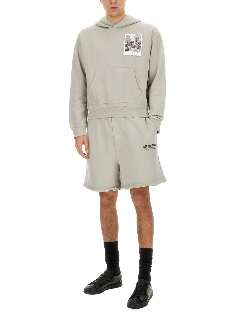 Helmut Lang Postcard-Print Cotton Sweatshirt — Gray, view 4