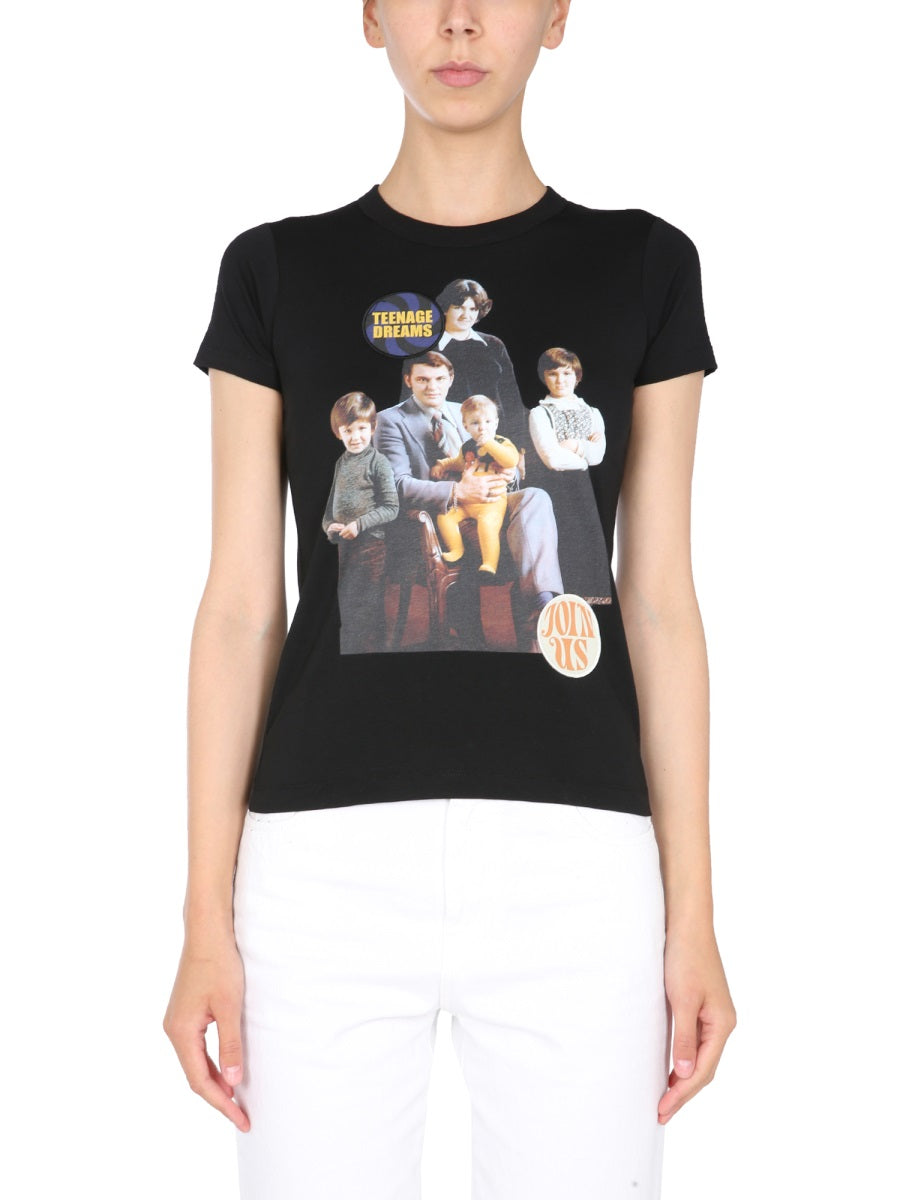 Raf Simons Crew Neck Front Print T-Shirt — Black by Raf Simons