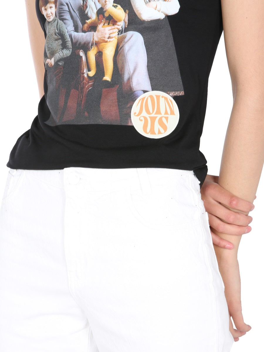 Raf Simons Crew Neck Front Print T-Shirt — Black, view 4
