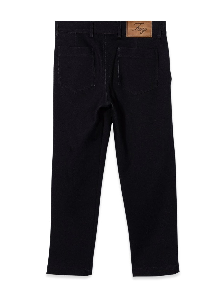 Fay Slouchy Cotton Blend Trousers — Blue, view 2