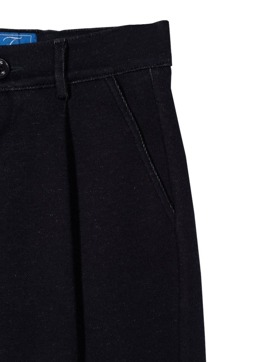 Fay Slouchy Cotton Blend Trousers — Blue, view 3