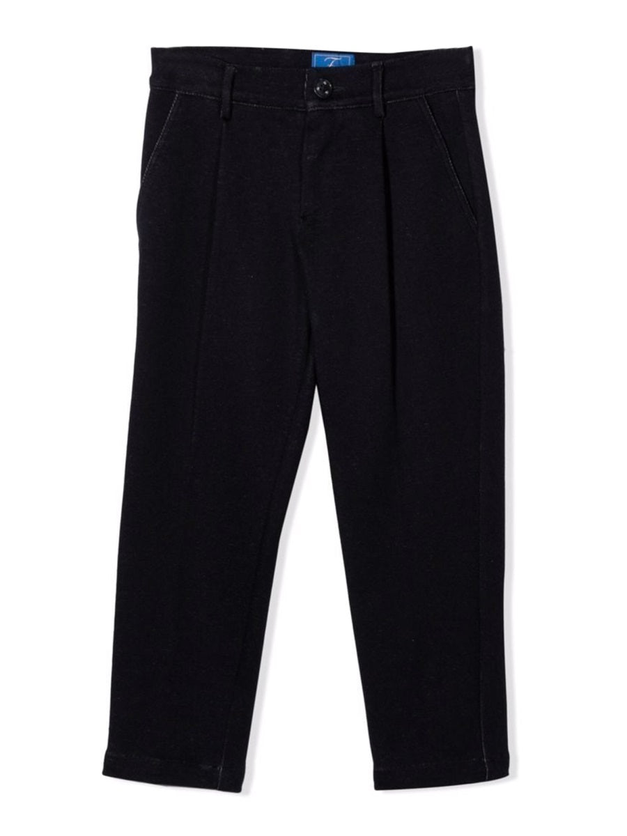 Fay Slouchy Cotton Blend Trousers — Blue, view 4