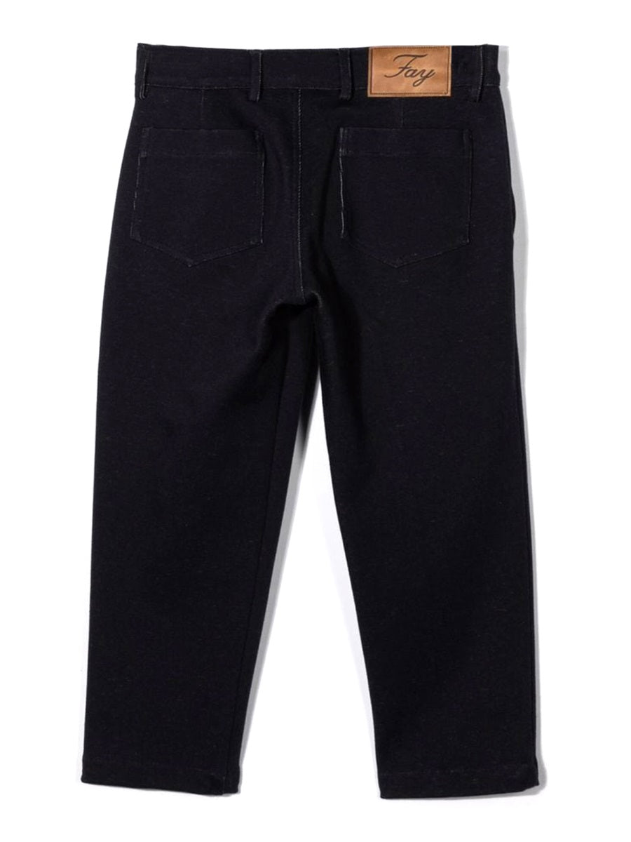 Fay Slouchy Cotton Blend Trousers — Blue, view 5