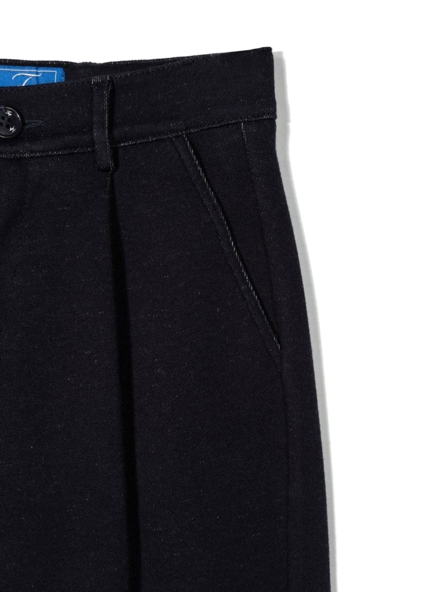 Fay Slouchy Cotton Blend Trousers — Blue, view 6