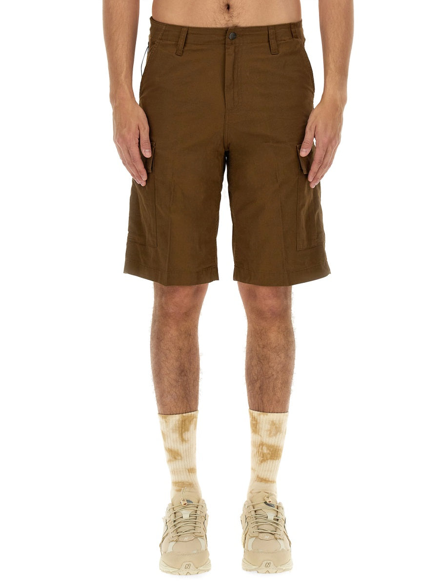 Carhartt Wip Cotton Bermuda Shorts — Brown, view 2