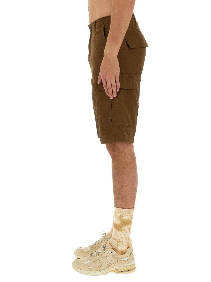 Carhartt Wip Cotton Bermuda Shorts — Brown, view 4