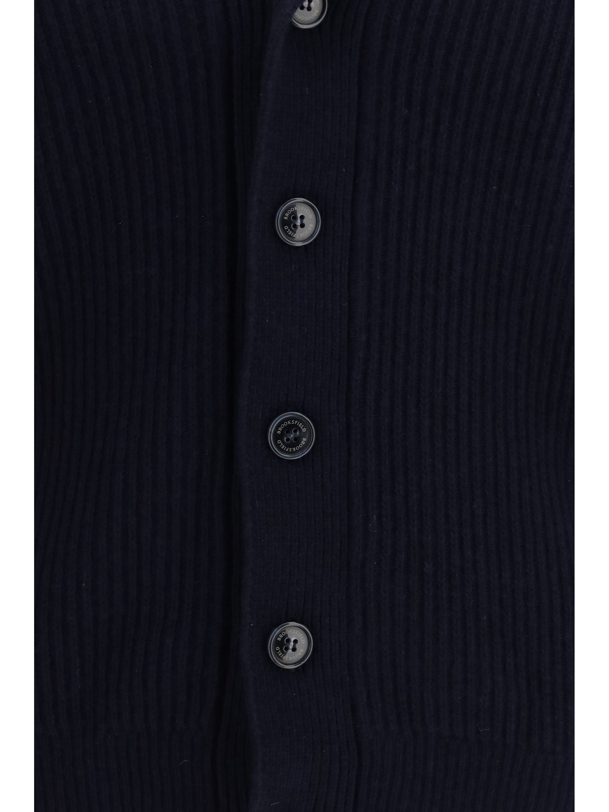 Brooksfield Virgin Wool Shawl Collar Cardigan — Navy, view 3