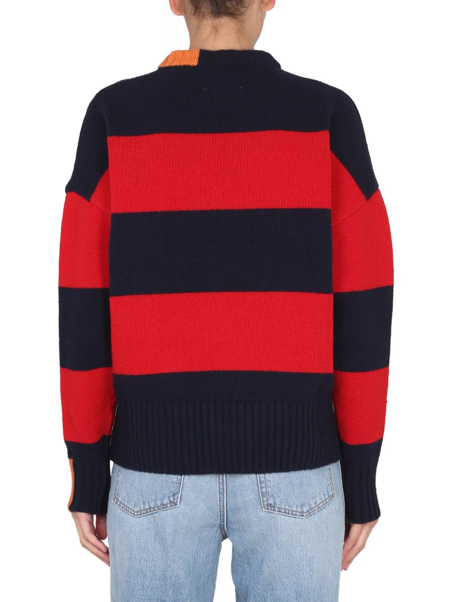Right For Rugby-Stripe Cross-Neck Sweater — Multicolor, view 2
