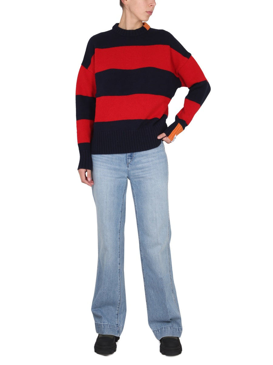 Right For Rugby-Stripe Cross-Neck Sweater — Multicolor, view 3