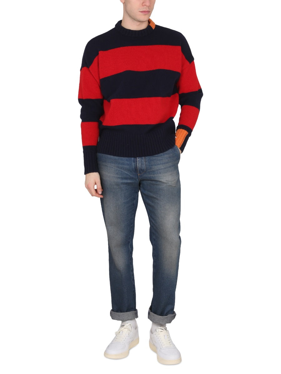 Right For Rugby-Stripe Cross-Neck Sweater — Multicolor, view 5