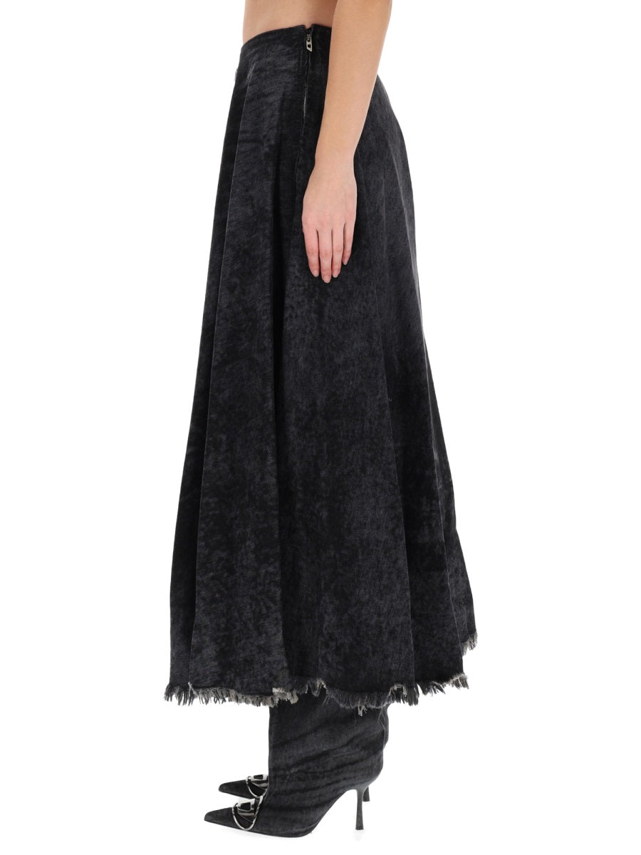 Diesel Cotton Hemp Blend Skirt — Black by Diesel
