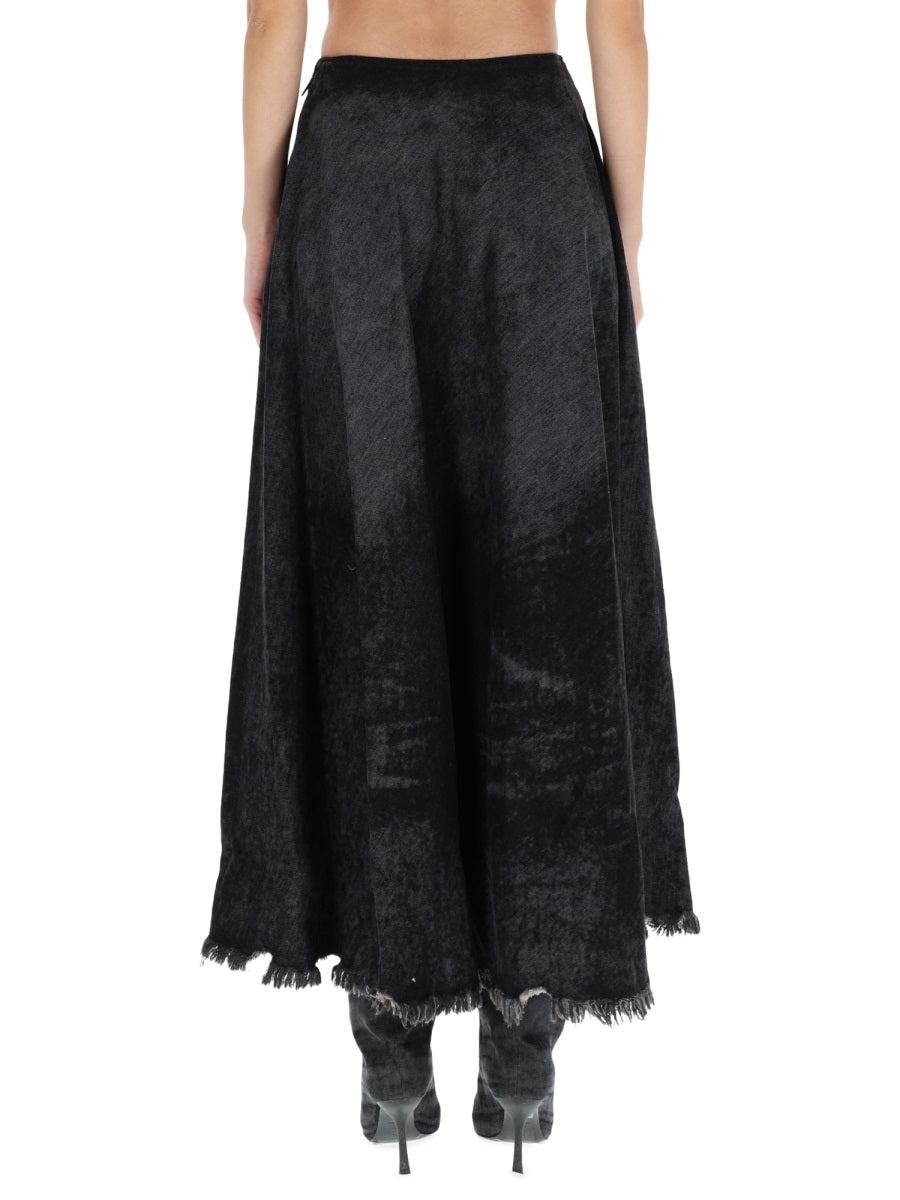Diesel Cotton Hemp Blend Skirt — Black, view 2