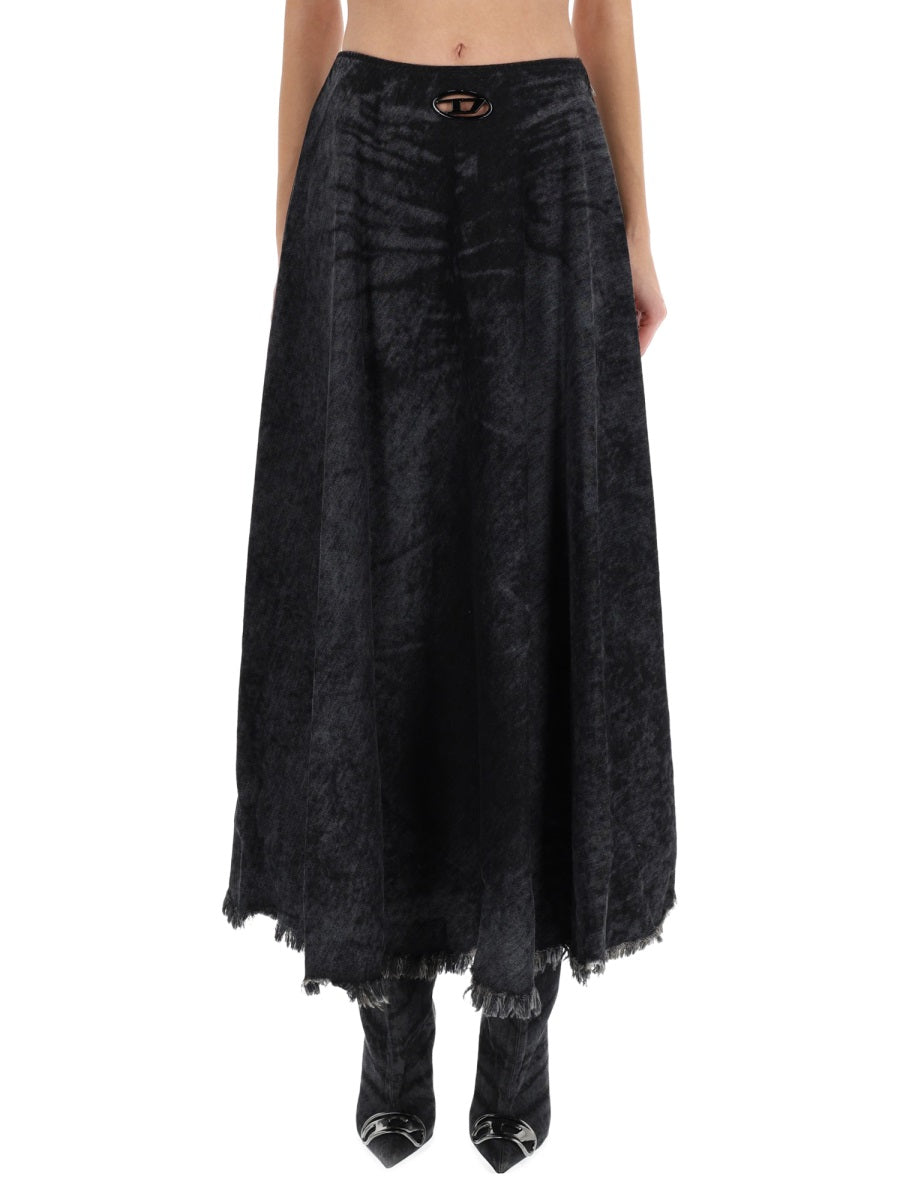 Diesel Cotton Hemp Blend Skirt — Black, view 3