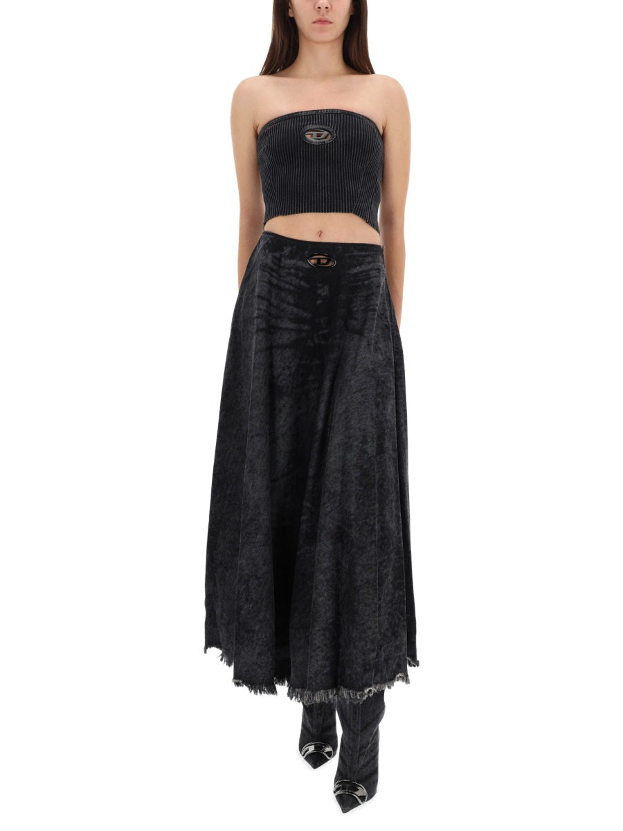 Diesel Cotton Hemp Blend Skirt — Black, view 4