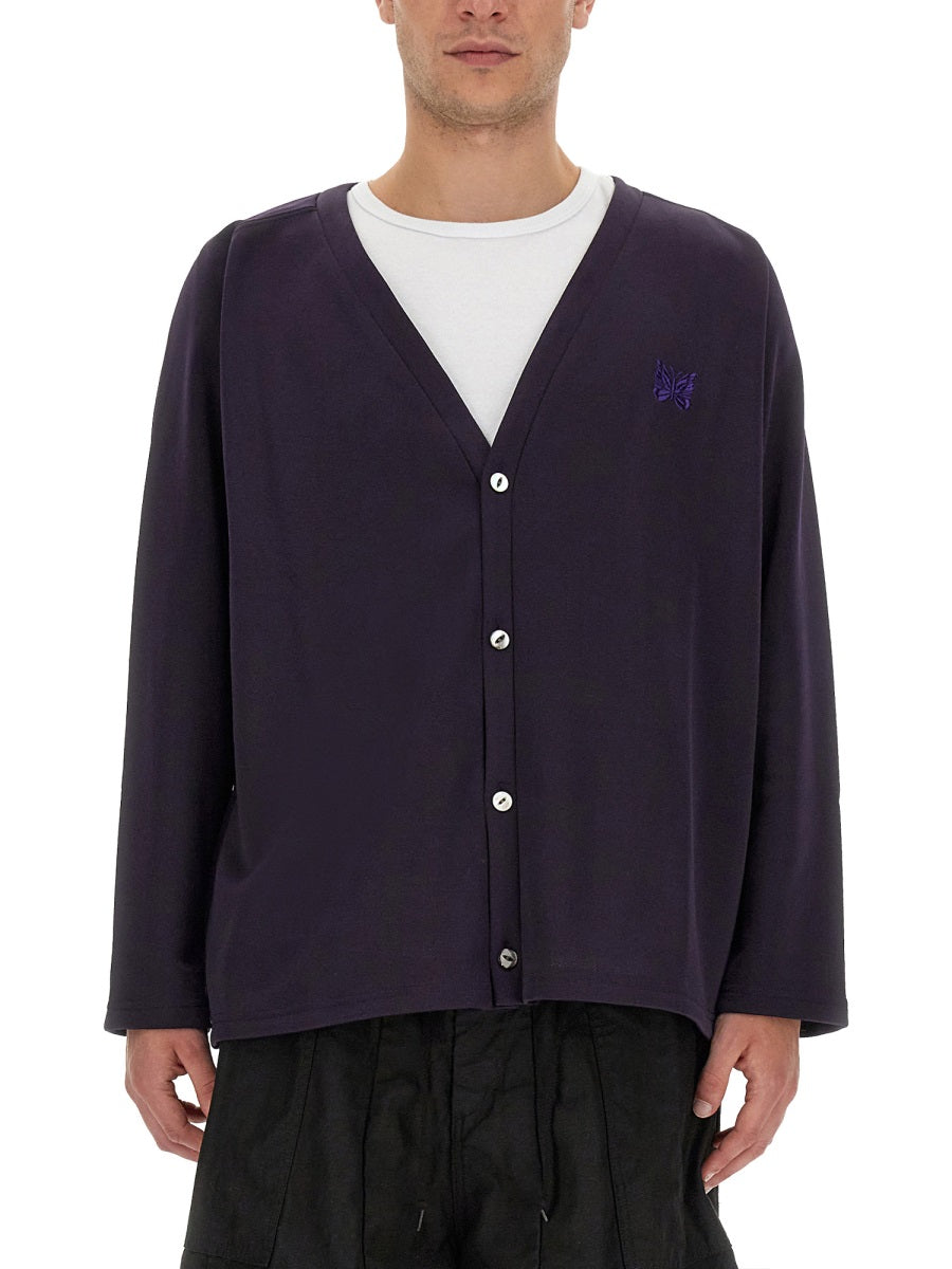 Needles Logo-Knit Cardigan — Purple, view 3