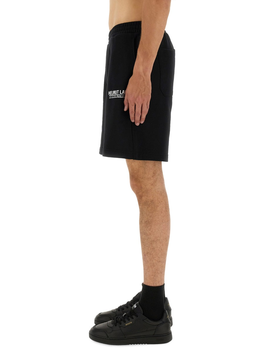 Helmut Lang Logo-Embroidered Cotton Bermuda Shorts — Black, view 4
