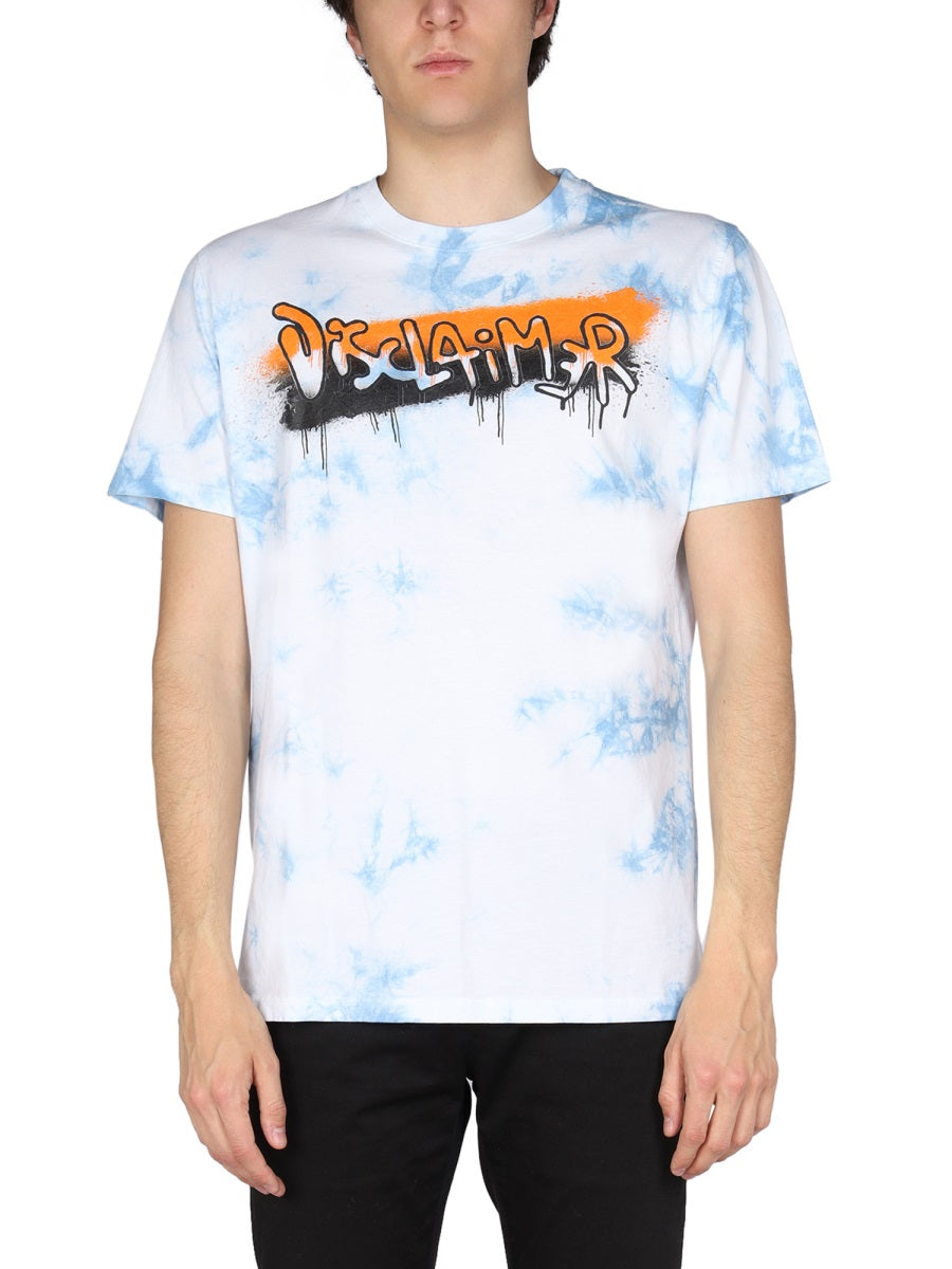 Disclaimer Logo Print Cotton T-Shirt — Blue by Disclaimer
