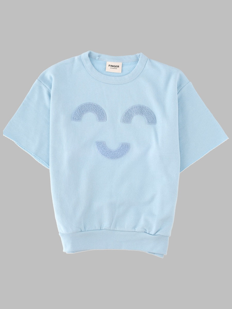 Finger In The Nose Short-Sleeve Cotton Sweater — Blue by Finger In The Nose