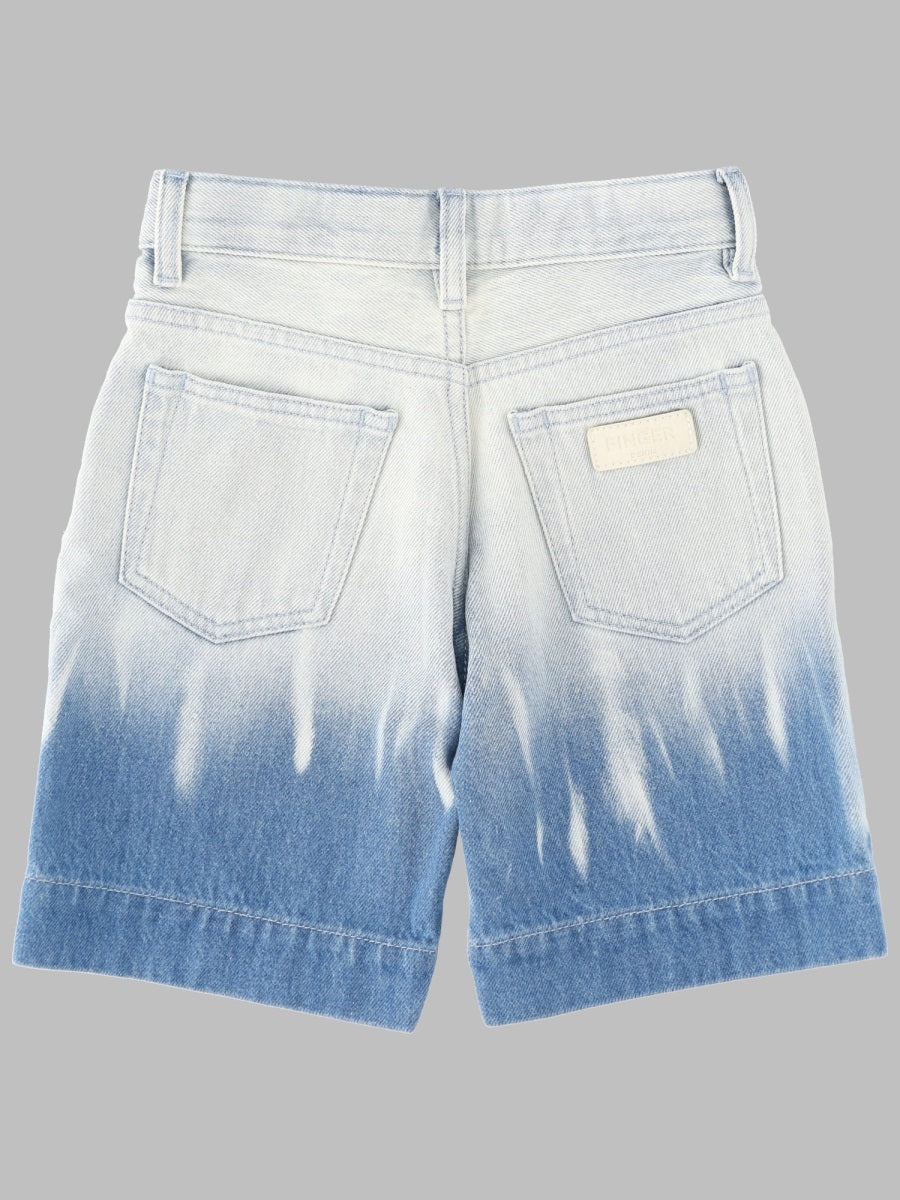 Finger In The Nose Dip-Dye Cotton Bermuda Shorts — Blue, view 2