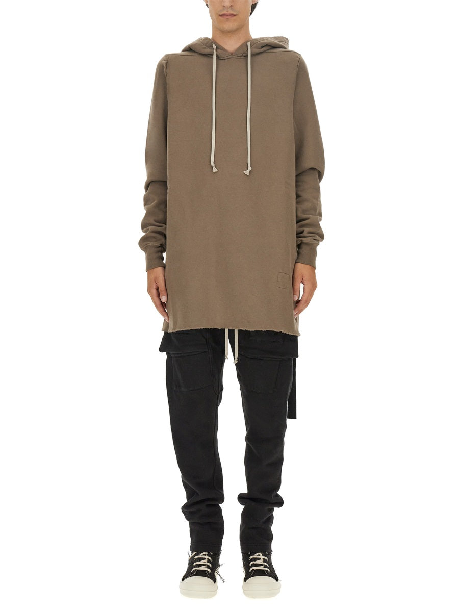 Rick Owens Drkshdw 100% Cotton Oversized Hoodie Sweatshirt — Beige, view 3
