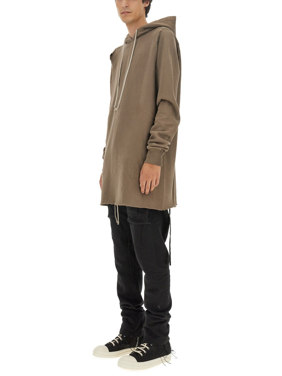 Rick Owens Drkshdw 100% Cotton Oversized Hoodie Sweatshirt — Beige, view 4