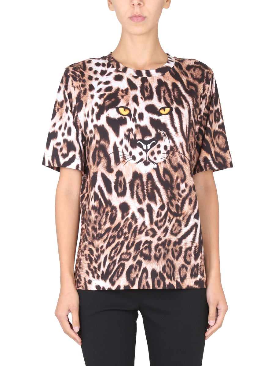 Boutique Moschino Animal Print Cotton T-Shirt — Multicolor by Boutique Moschino