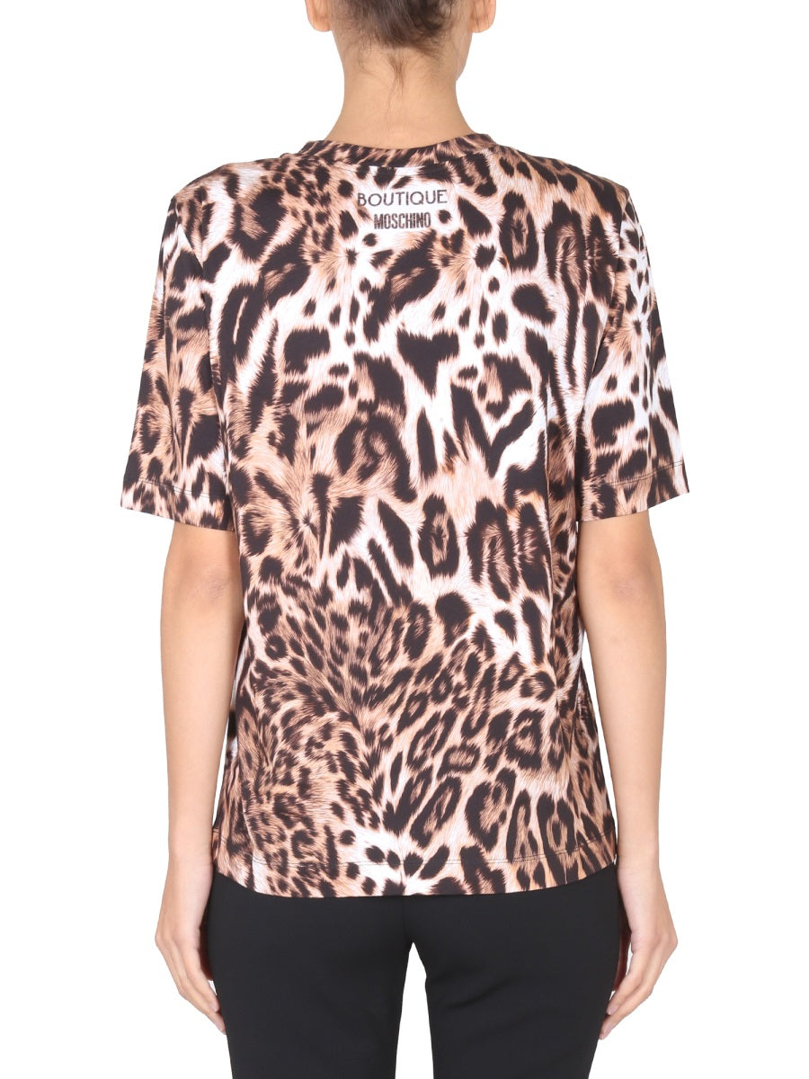 Boutique Moschino Animal Print Cotton T-Shirt — Multicolor, view 2