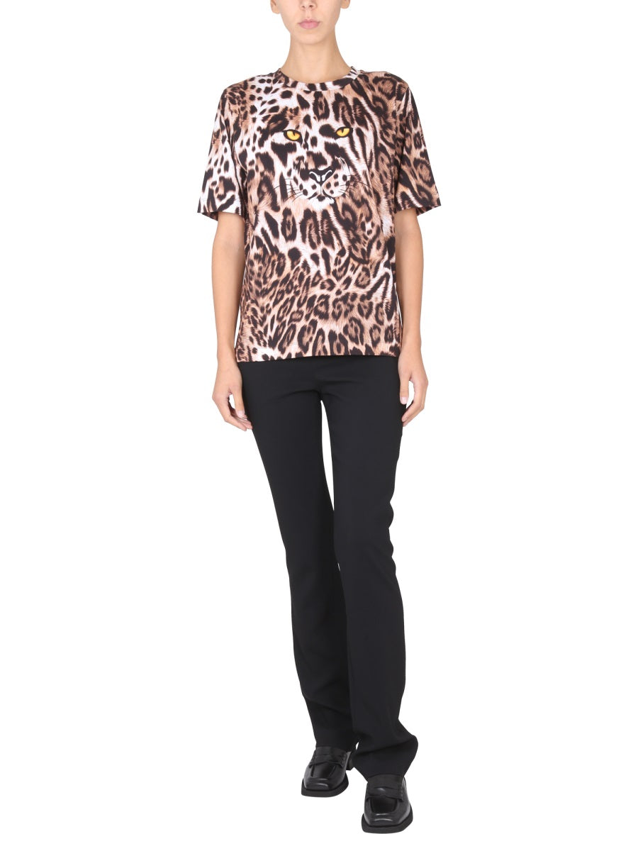 Boutique Moschino Animal Print Cotton T-Shirt — Multicolor, view 3