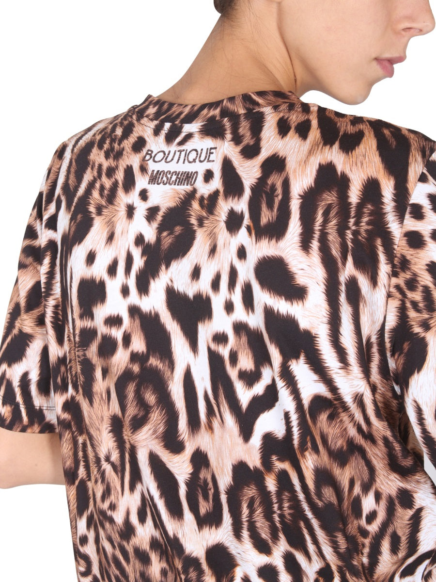 Boutique Moschino Animal Print Cotton T-Shirt — Multicolor, view 4