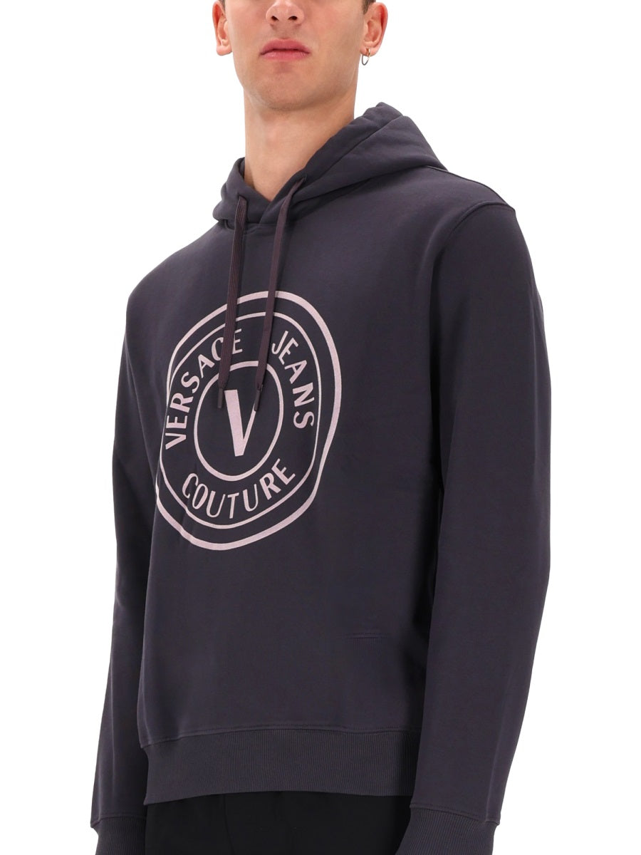 Versace Jeans Couture Logo-Printed Cotton Sweatshirt — Gray, view 2