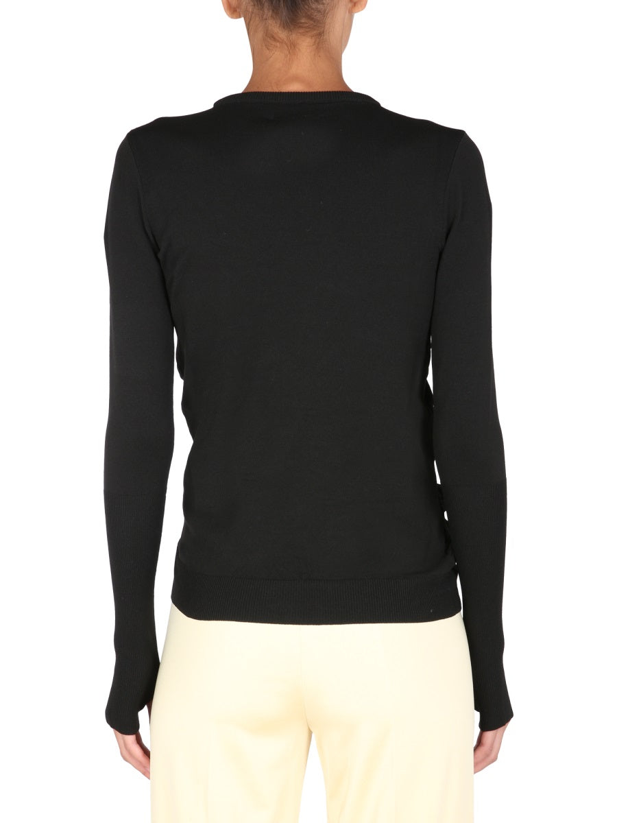 Opening Ceremony Front-Embroidered Crew Neck Sweater — Black, view 3