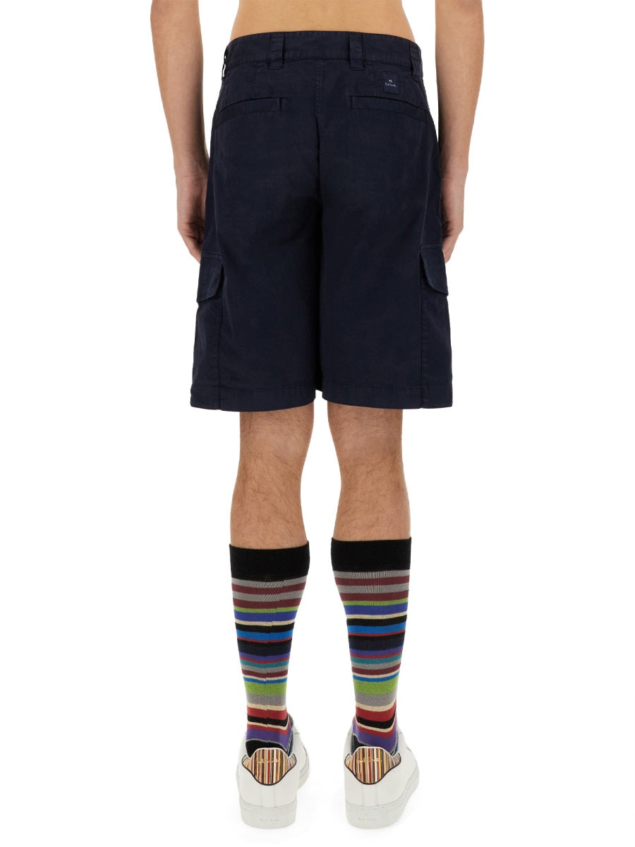 Ps Paul Smith Cotton Cargo Cargo Shorts — Blue by Ps Paul Smith