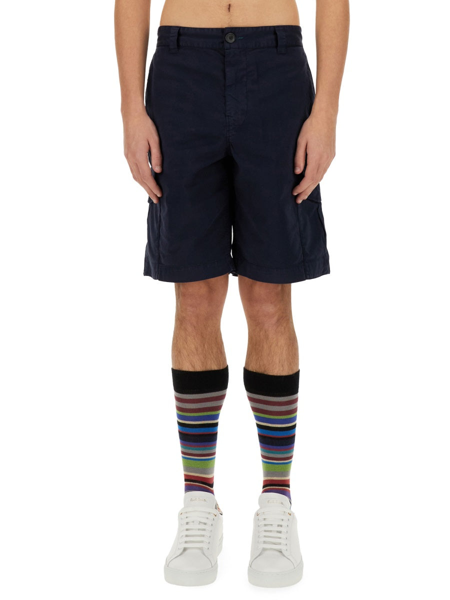 Ps Paul Smith Cotton Cargo Cargo Shorts — Blue, view 2