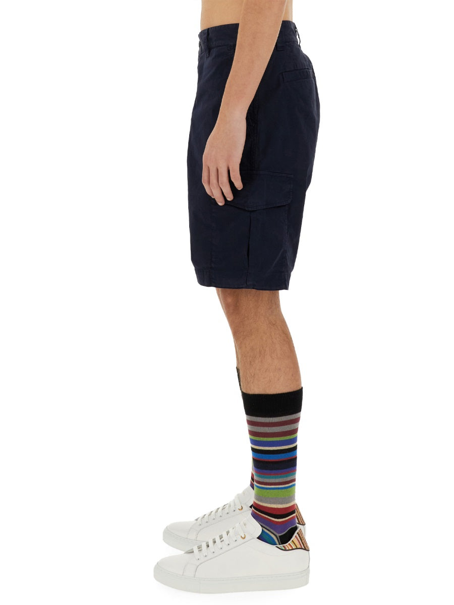 Ps Paul Smith Cotton Cargo Cargo Shorts — Blue, view 4