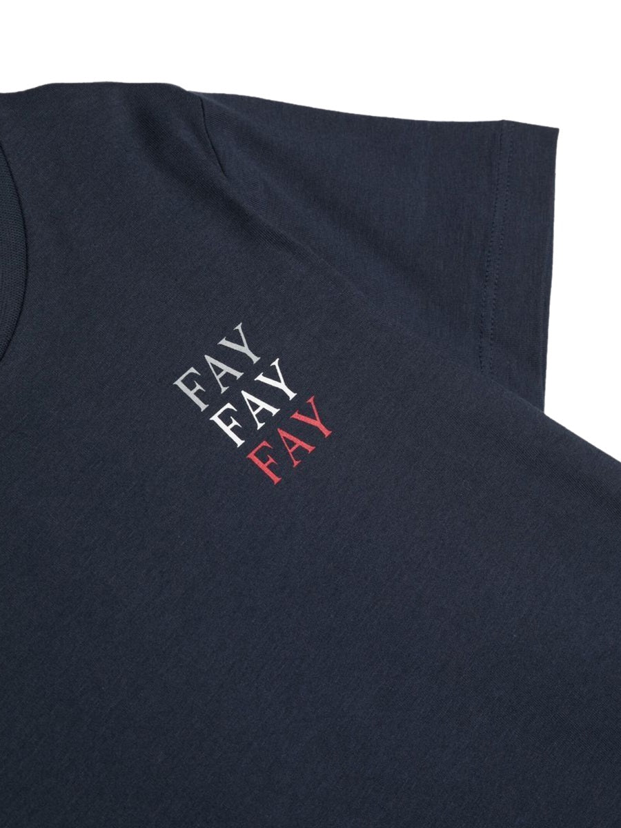 Fay Cotton T-Shirt — Blue, view 3