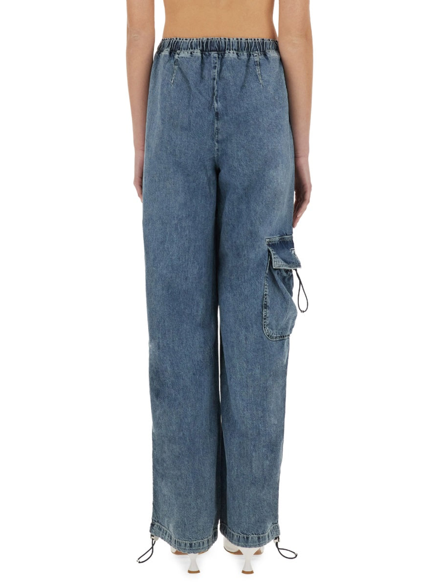 Moschino Wide Fit Denim Cargo Pants — Blue by Moschino