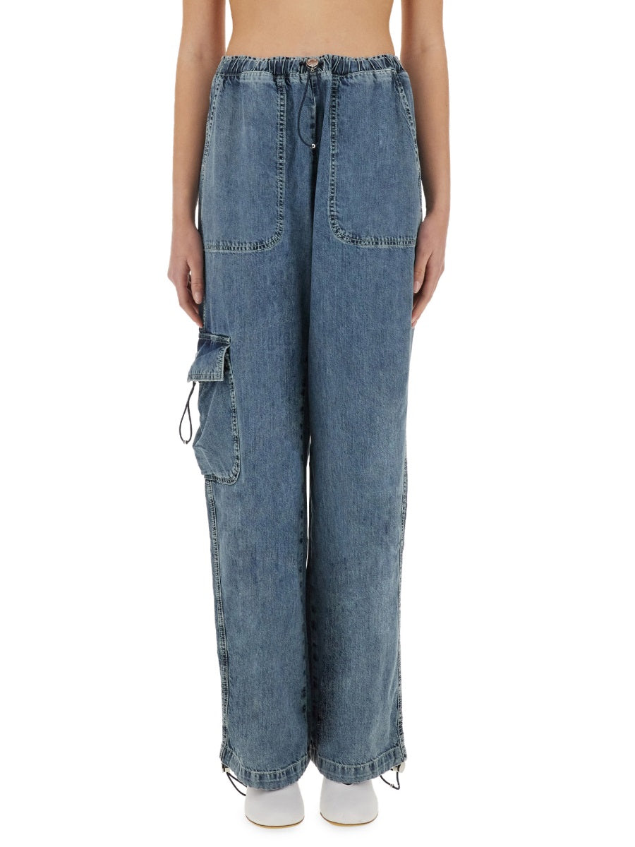Moschino Wide Fit Denim Cargo Pants — Blue, view 2