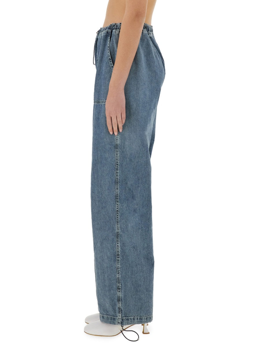 Moschino Wide Fit Denim Cargo Pants — Blue, view 4
