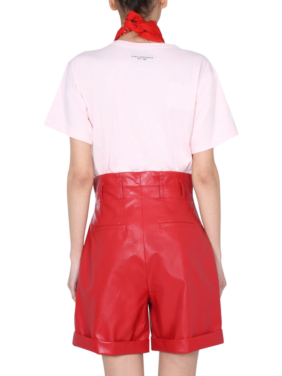 Philosophy Di Lorenzo Serafini Printed Cotton T-Shirt — Pink, view 3