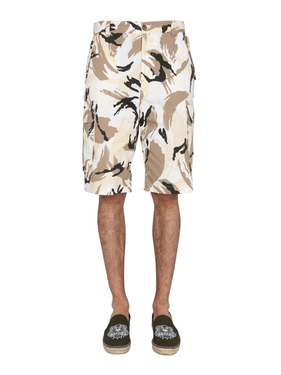 Kenzo Tropic Camo Bermuda Shorts — White, view 2