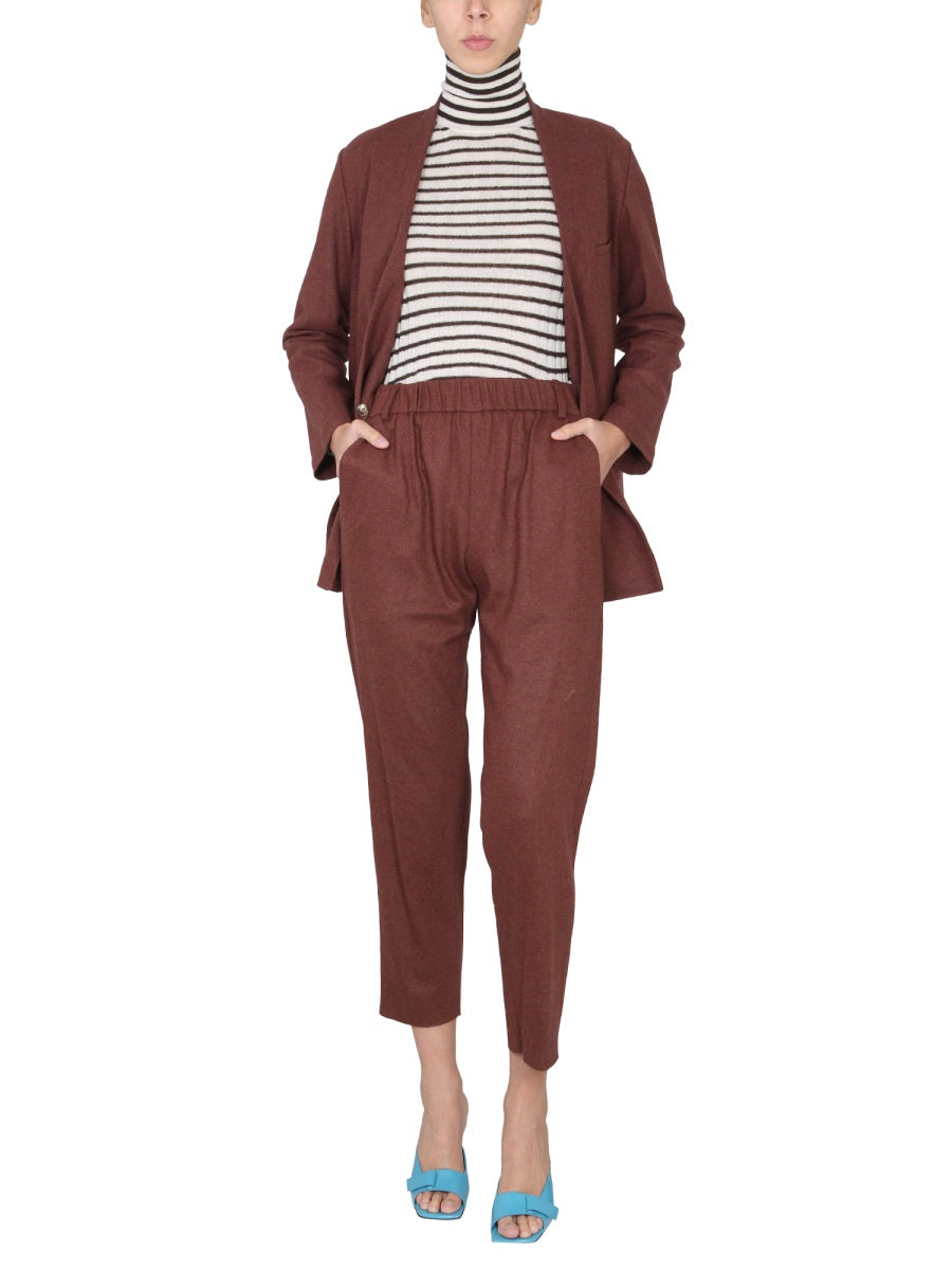 Alysi Virgin Wool Blend Trousers — Brown by Alysi