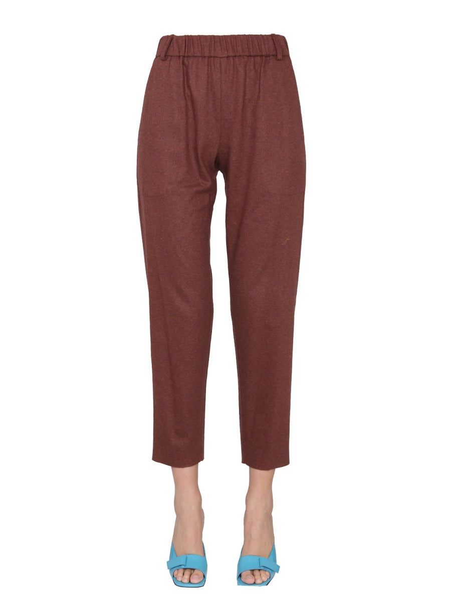 Alysi Virgin Wool Blend Trousers — Brown, view 2
