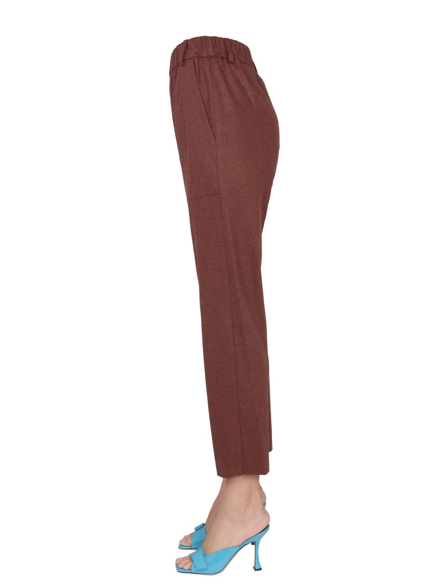 Alysi Virgin Wool Blend Trousers — Brown, view 3