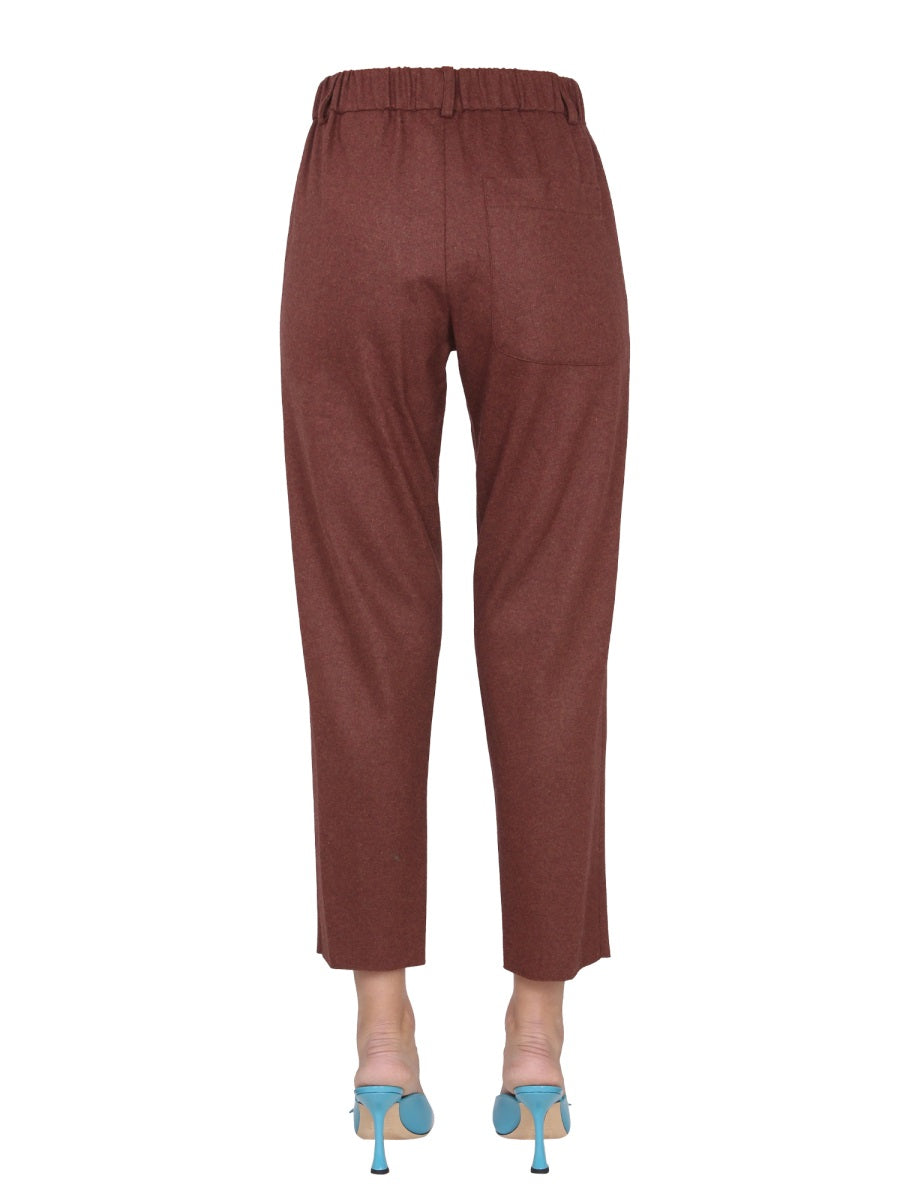 Alysi Virgin Wool Blend Trousers — Brown, view 4