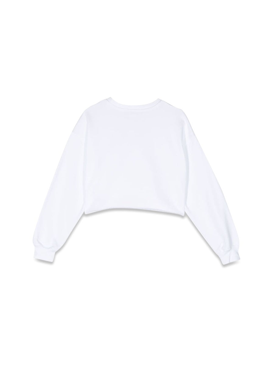 MSGM Cropped Cotton Sweatshirt — White, view 2