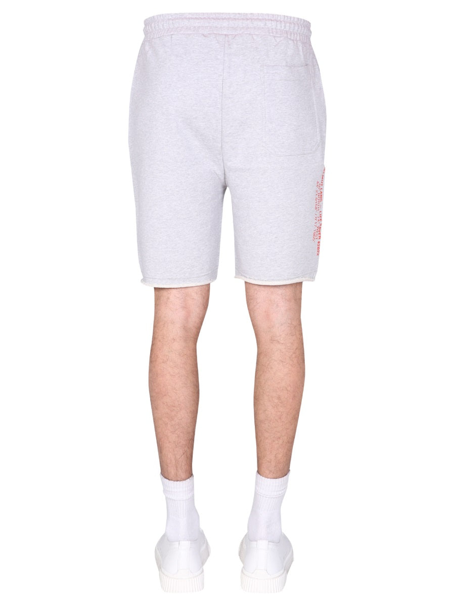 Helmut Lang Fleece Cotton Bermuda Shorts — Gray, view 4