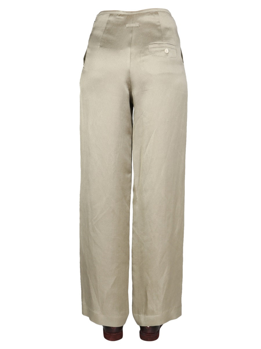 Alysi Satin Viscose-Linen Trousers — Beige, view 3